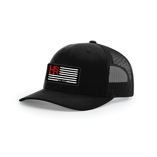 HSR Logo American Flag Richardson 112 Trucker Hat Black